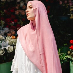 Leaf Patterned Scarf Baby Pink